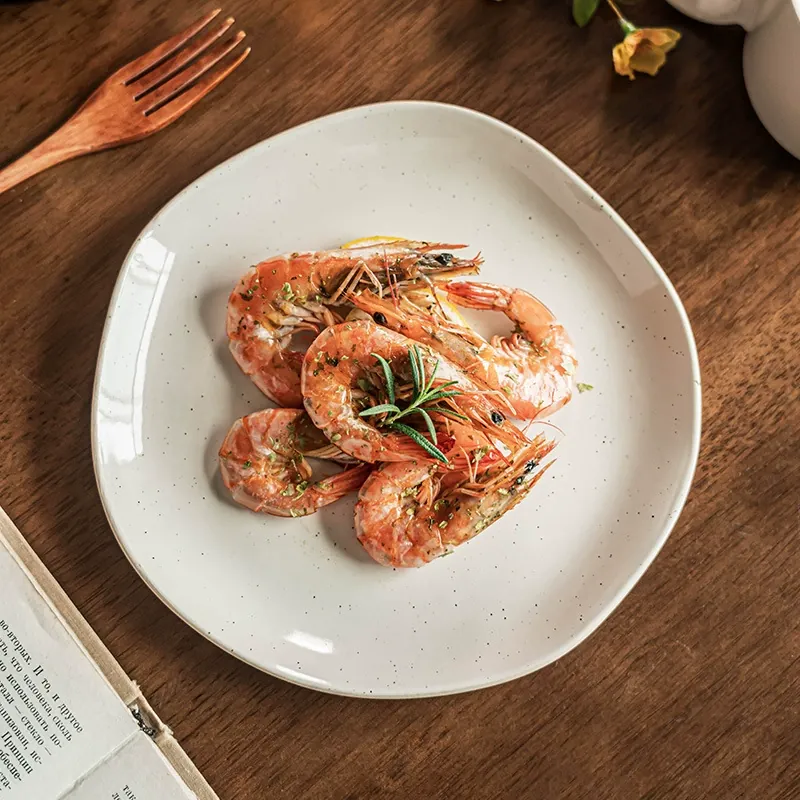 Irregular Ceramic Salad Plate tableware view 2