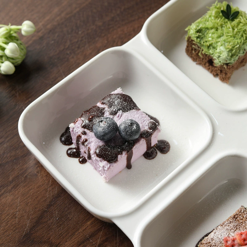 Porcelain Four-Compartment Snack Plate tableware view 3