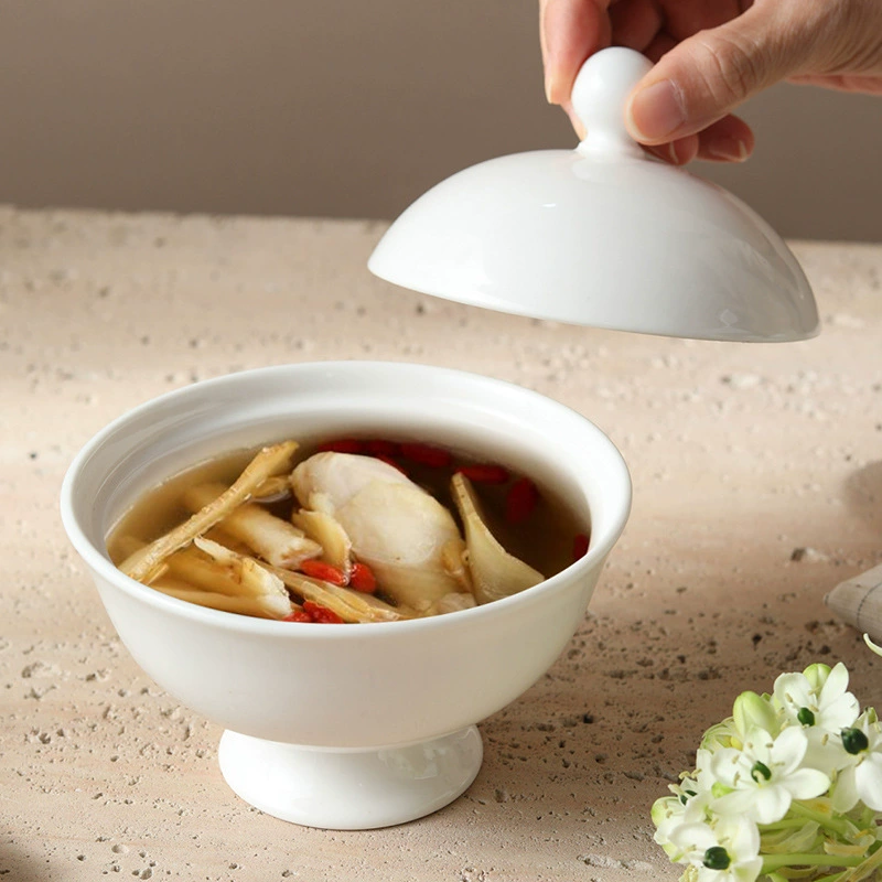 Porcelain Covered Soup Bowl tableware view 2