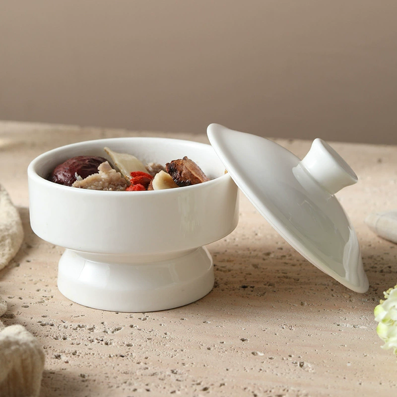 Porcelain Covered Soup Bowl tableware view 3