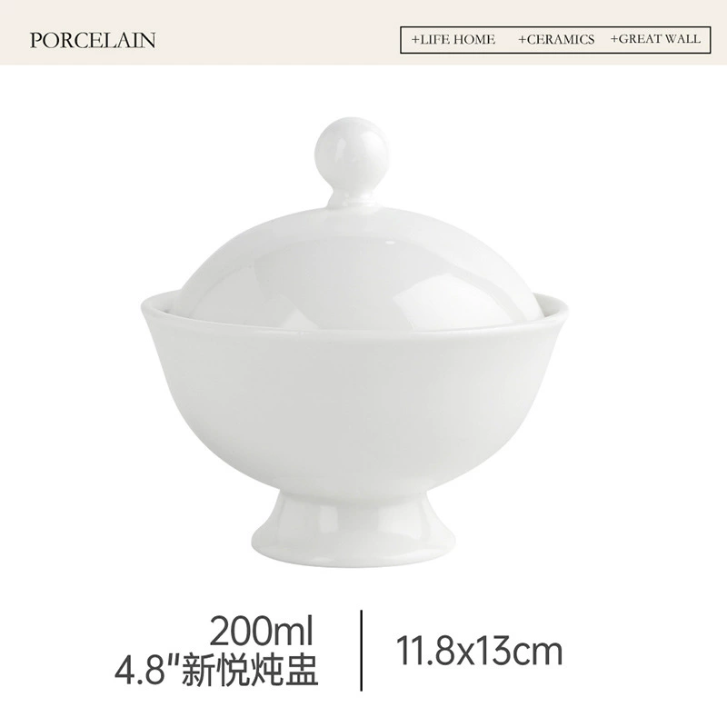 Porcelain Covered Soup Bowl tableware view 6