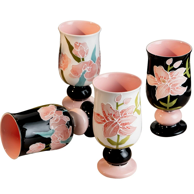 Mug en porcelaine peint à la main avec motif lys tableware view 5