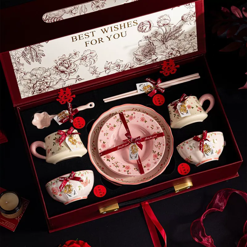 Pink Floral Ceramic Tableware Set