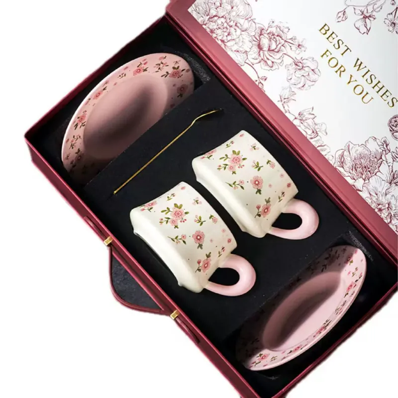 Conjunto de presente de xícara e pires de cerâmica tableware view 5