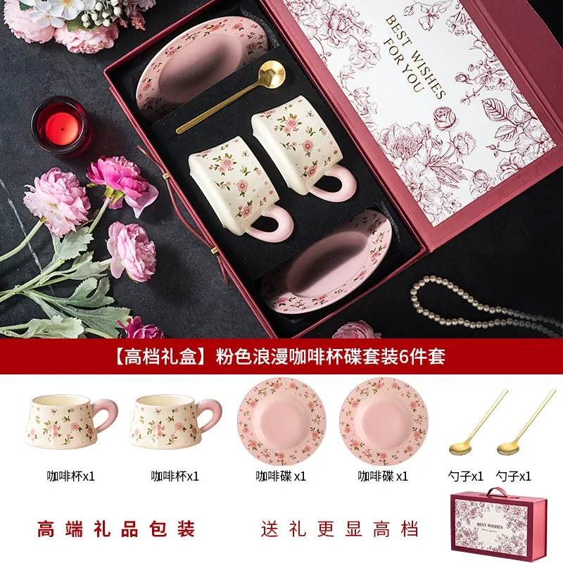 Conjunto de presente de xícara e pires de cerâmica tableware view 8