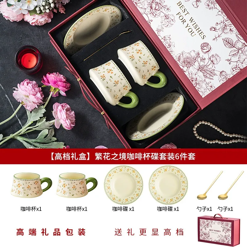 Conjunto de presente de xícara e pires de cerâmica tableware view 9