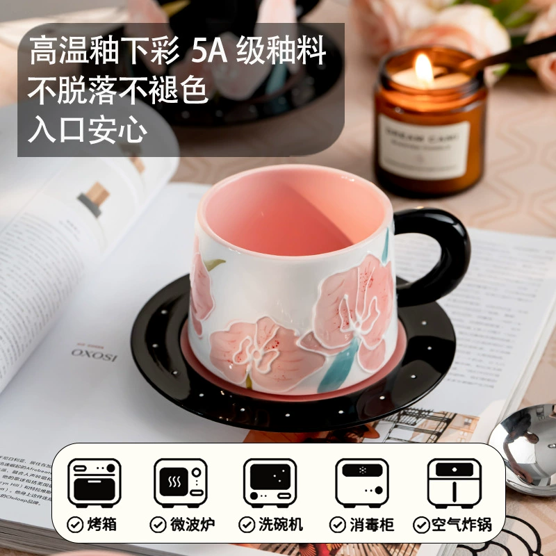 Set de tazas de café de porcelana pintadas a mano para parejas tableware view 3