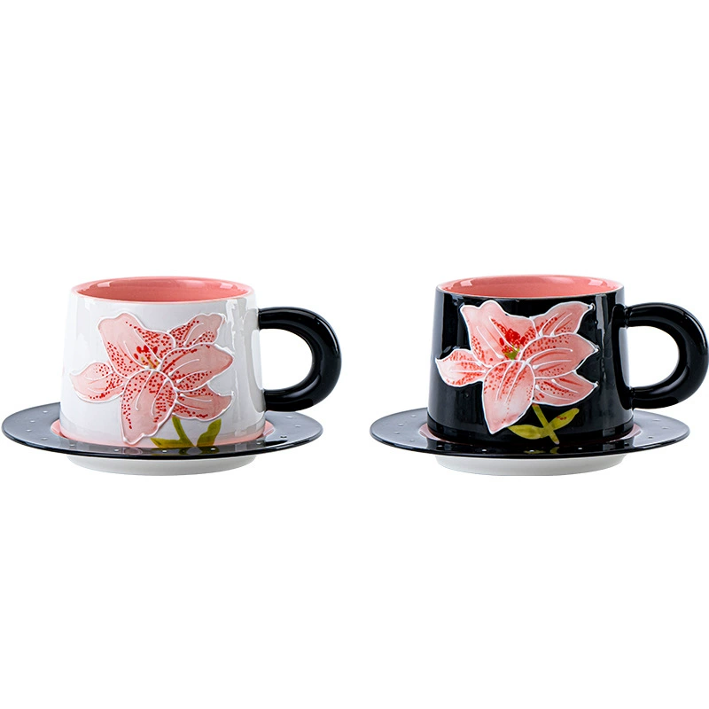 Set de tazas de café de porcelana pintadas a mano para parejas tableware view 5