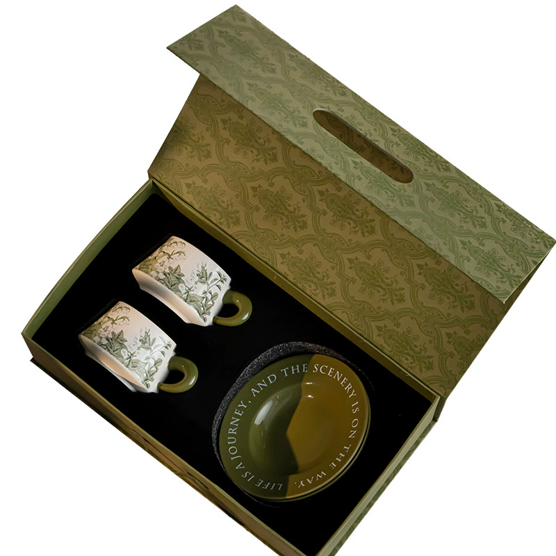 طقم فنجان قهوة وصحن سيراميك بتصميم زنبق الوادي tableware view 5