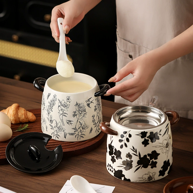 빈티지 플라워 도자기 라드 단지 tableware view 3