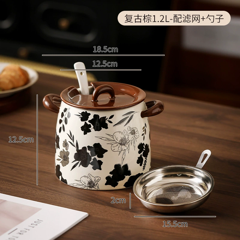 빈티지 플라워 도자기 라드 단지 tableware view 6