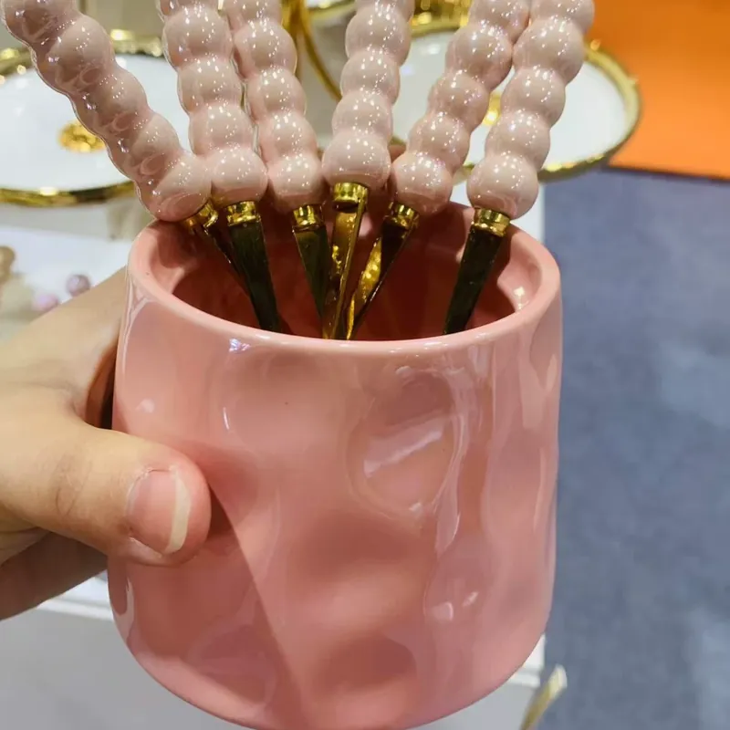 Ceramic Storage Jar with Fruit Forks