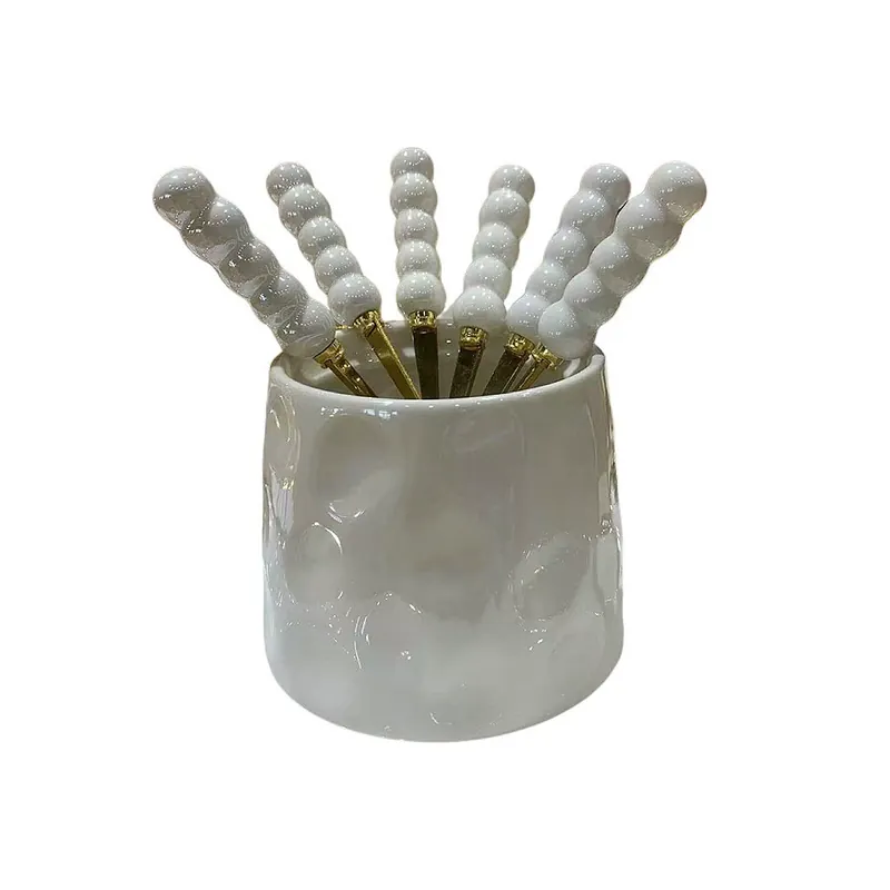 Frasco de almacenamiento de cerámica con tenedores de fruta tableware view 5