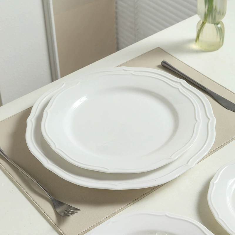 Plato de postre de porcelana en relieve tableware view 2