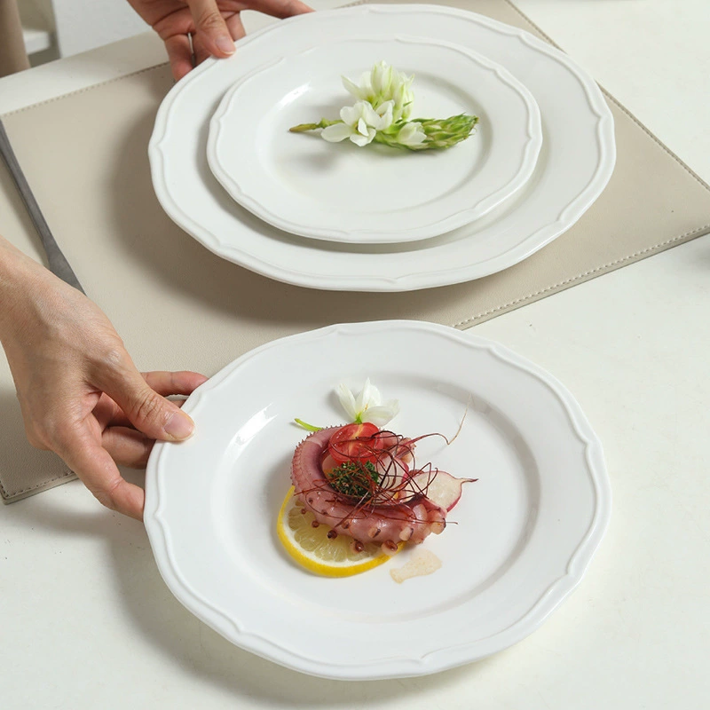 Plato de postre de porcelana en relieve tableware view 4