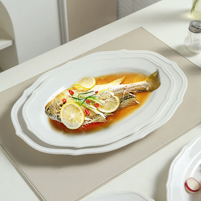 Assiette à poisson en porcelaine gaufrée tableware view 2