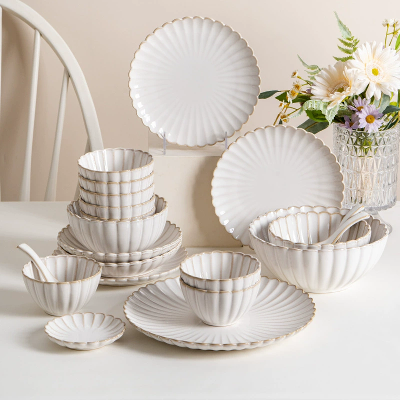 국화 디자인 도자기 식기 세트 tableware