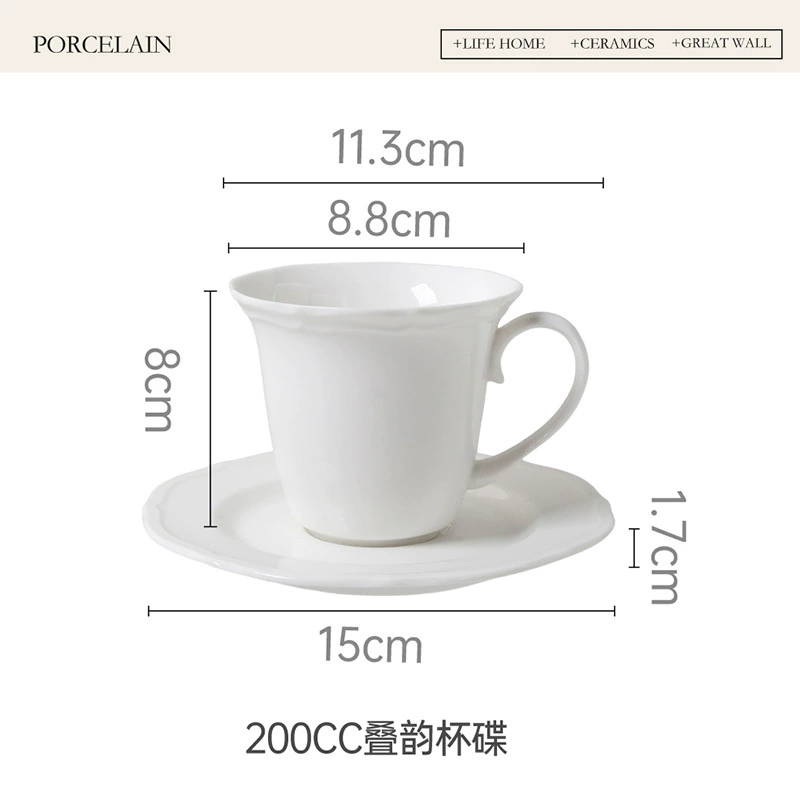 Porcelain Coffee Cup and Saucer Set tableware view 7