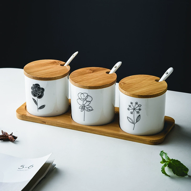 Ensemble de pots à épices en céramique tableware view 3