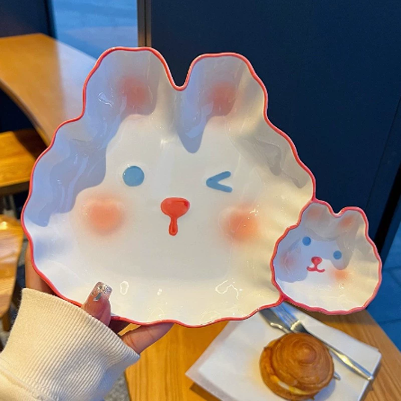 Ceramic Kids Plate with Rabbit Design