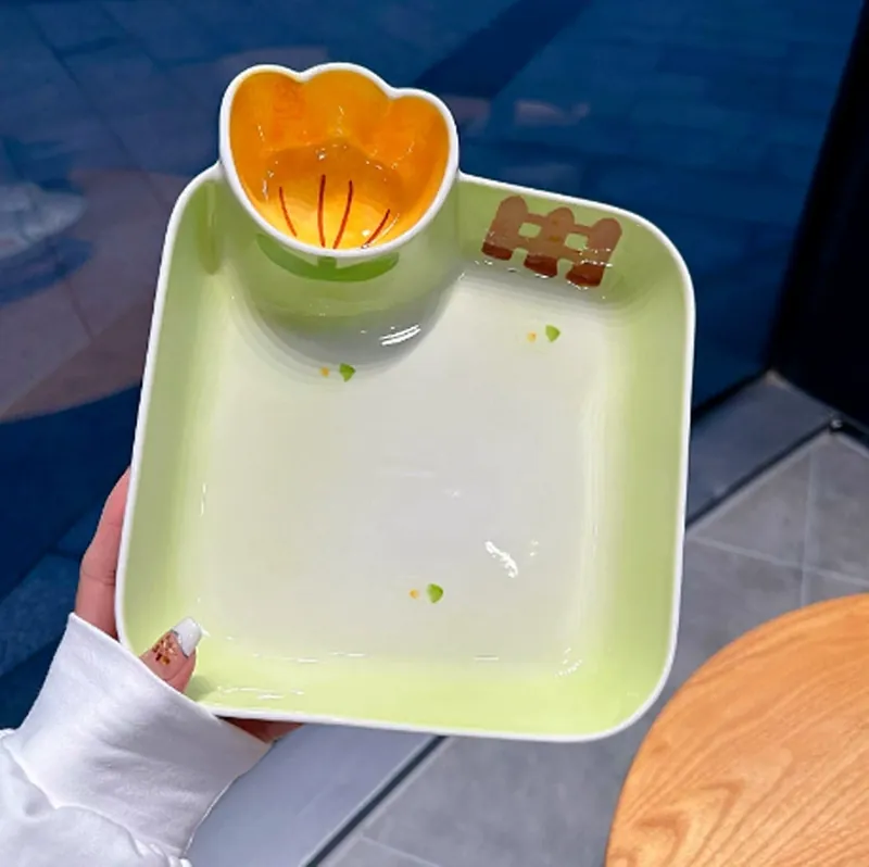 토끼 디자인 세라믹 어린이 접시 tableware view 2