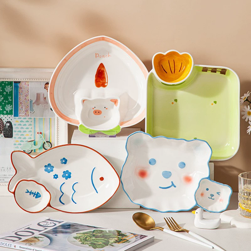 토끼 디자인 세라믹 어린이 접시 tableware view 3