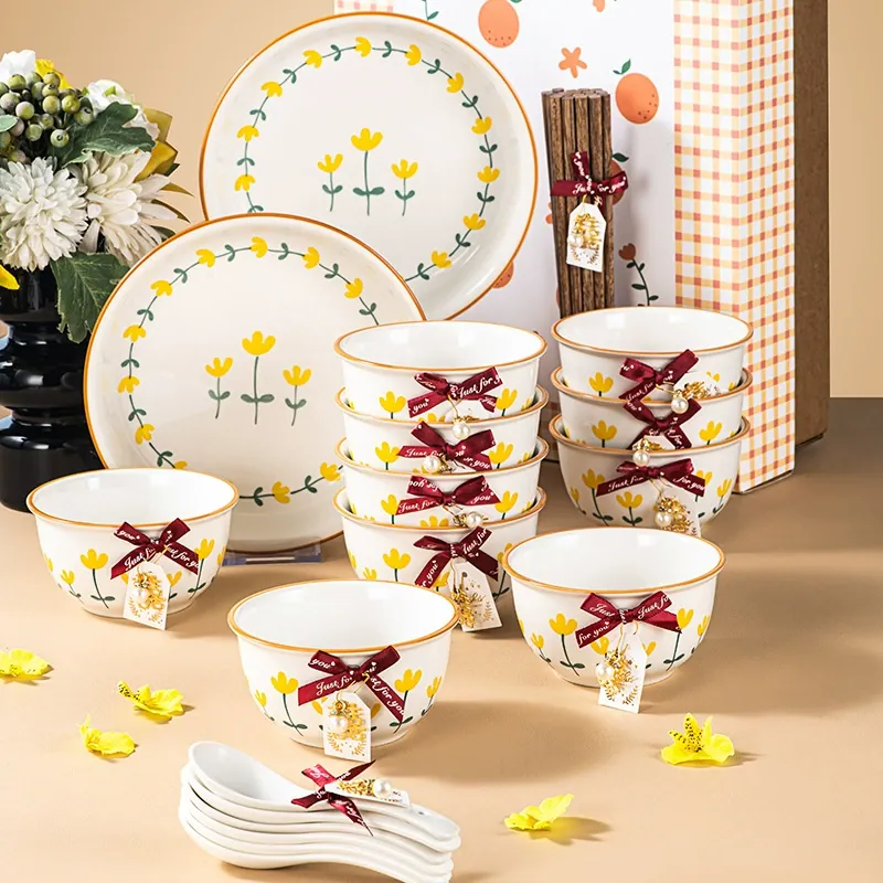 طقم أواني سيراميك بأزهار الأقحوان tableware view 2