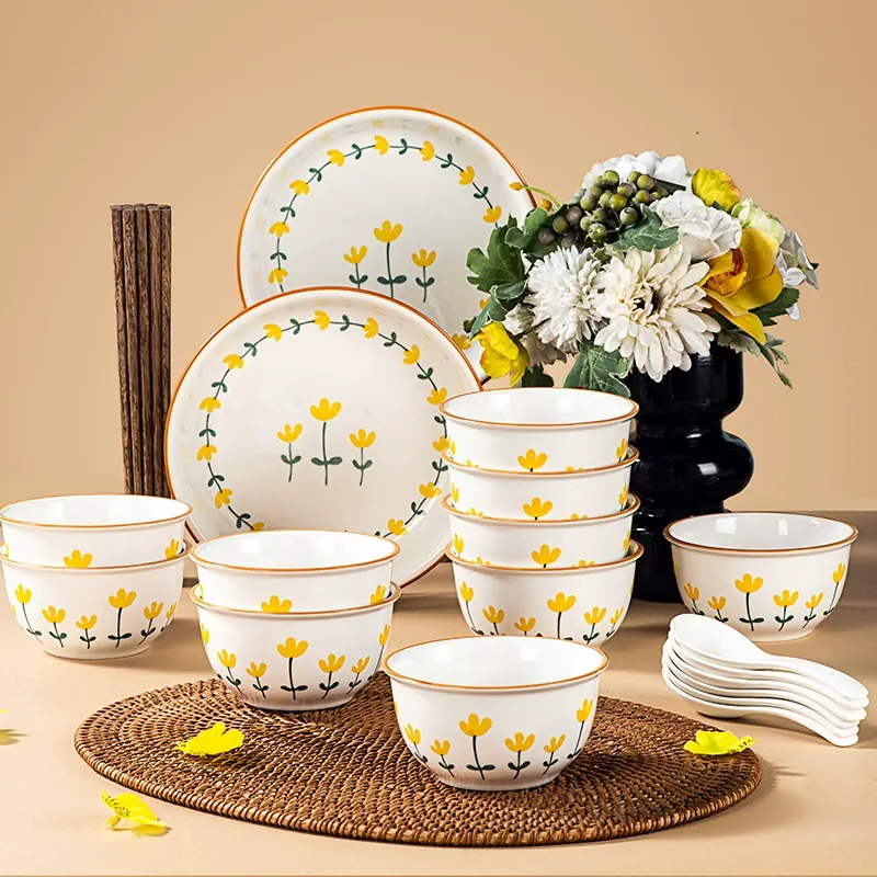 طقم أواني سيراميك بأزهار الأقحوان tableware view 3
