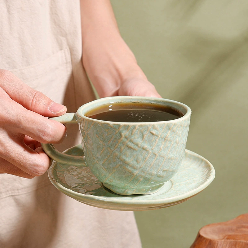 Porcelain Coffee Cup and Saucer Set tableware view 2