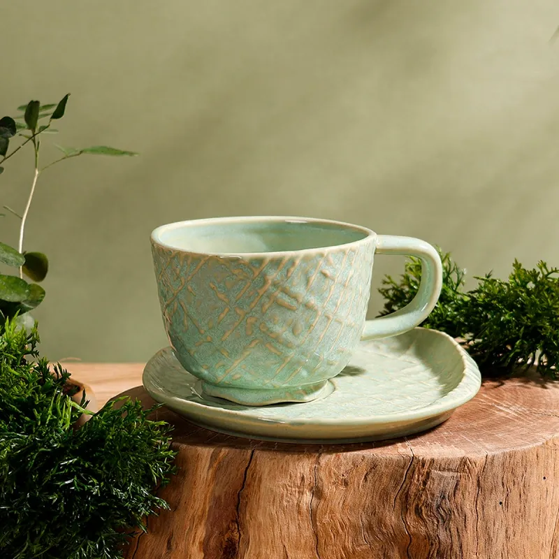Porcelain Coffee Cup and Saucer Set tableware view 3
