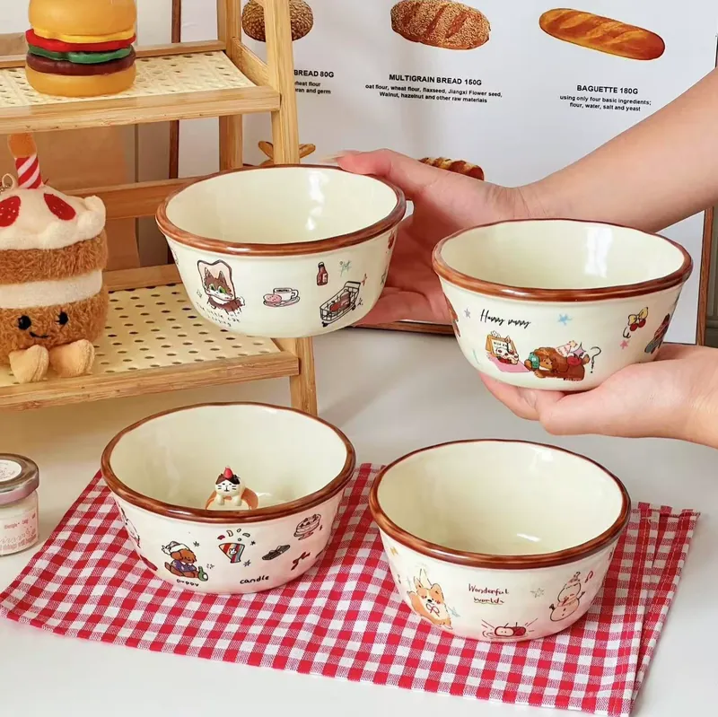 강아지 도자기 소형 볼 세트 tableware
