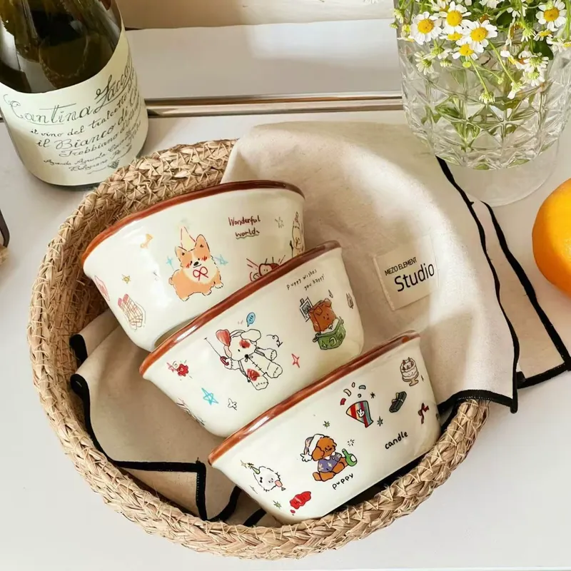 강아지 도자기 소형 볼 세트 tableware view 2