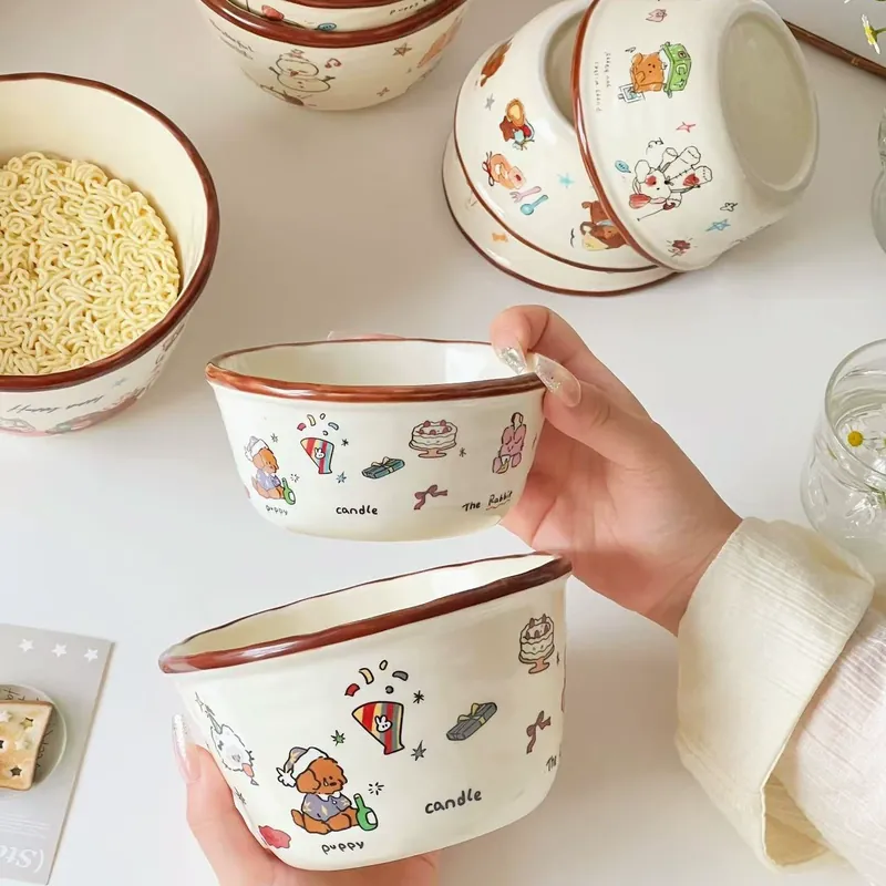 Набор больших керамических мисок щенок tableware view 2