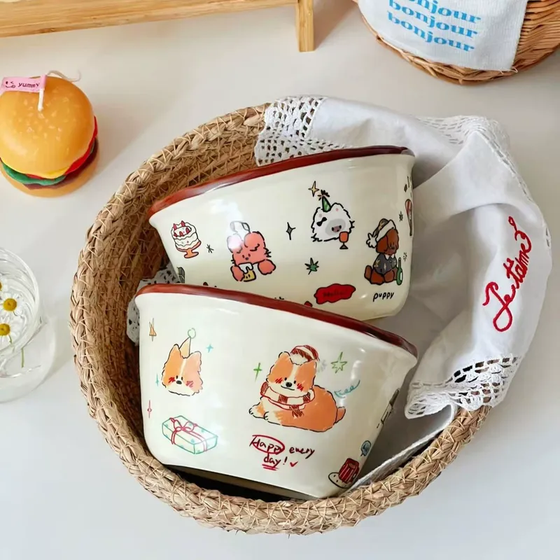 Набор больших керамических мисок щенок tableware view 4