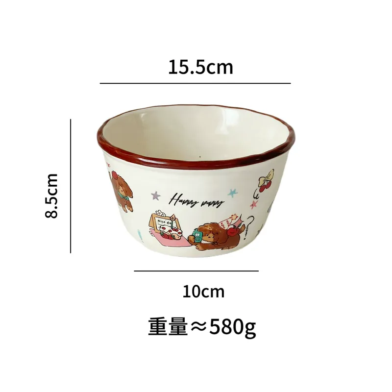 Набор больших керамических мисок щенок tableware view 8