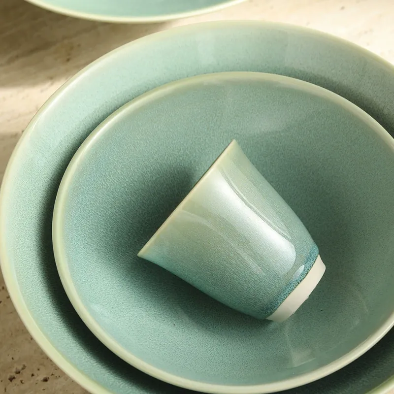 레트로 그린 세라믹 볼 tableware view 3