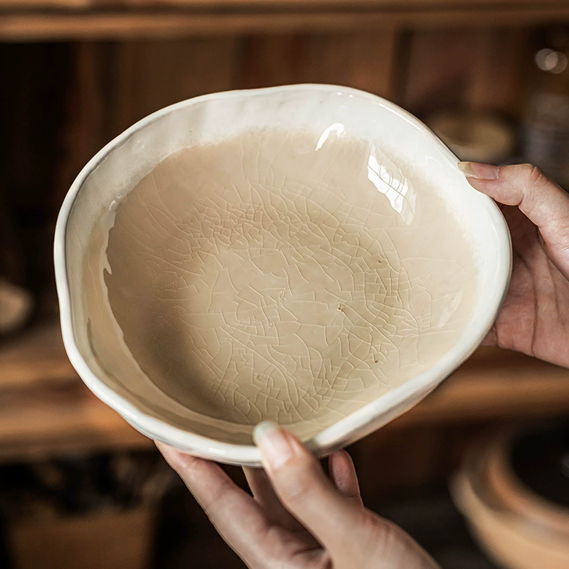Crackle Glaze Ceramic Noodle Bowl tableware view 2