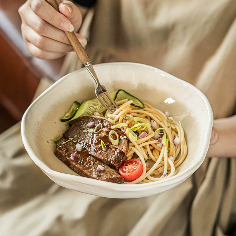 Crackle Glaze Ceramic Noodle Bowl tableware view 3