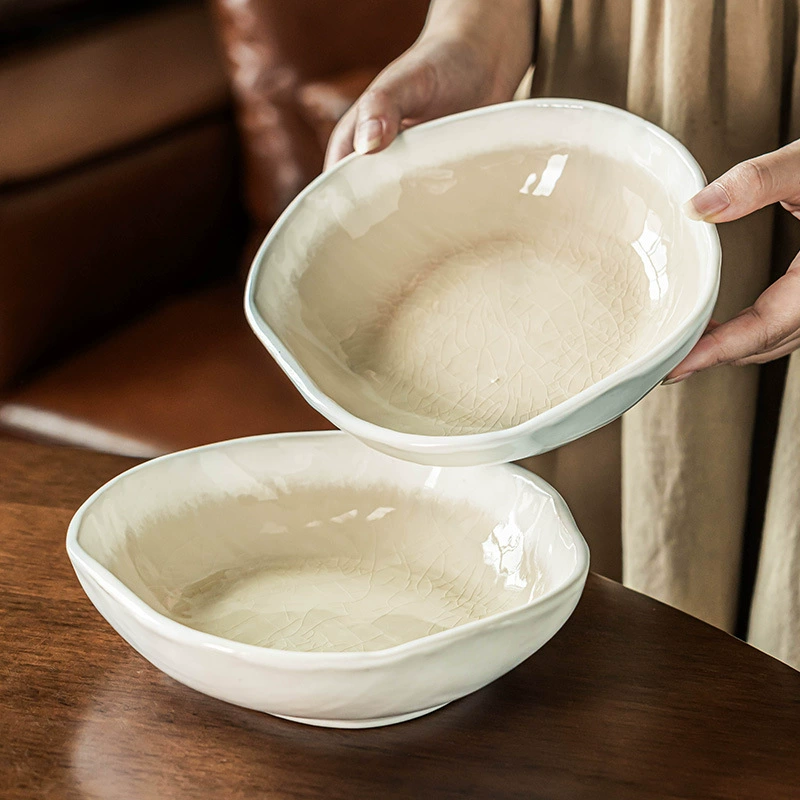 Crackle Glaze Ceramic Noodle Bowl tableware view 4