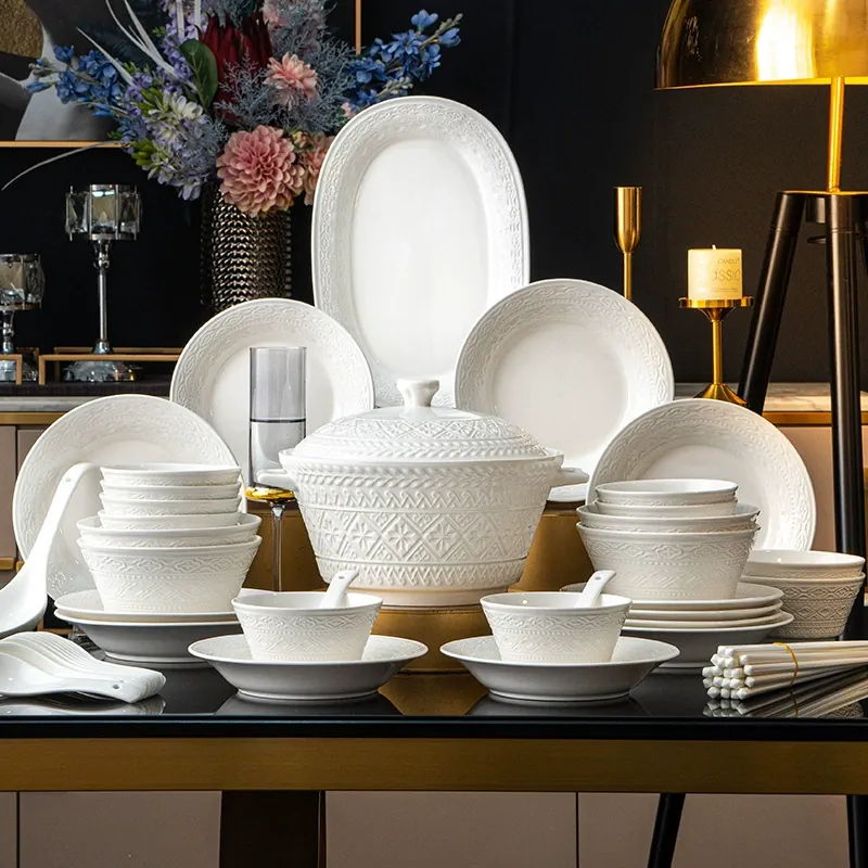 Embossed Porcelain Dinnerware Set