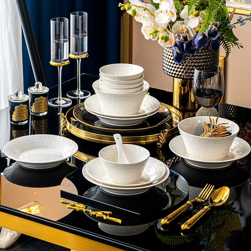 طقم أدوات مائدة بورسلين منقوش tableware view 4