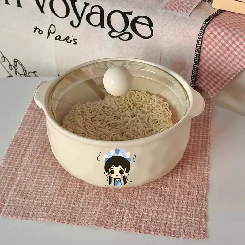 Ceramic Noodle Bowl with Lid tableware view 4