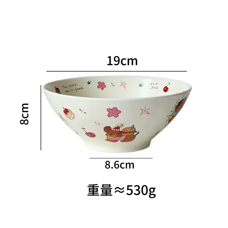 Tigela de macarrão de cerâmica de desenho animado japonês tableware view 6