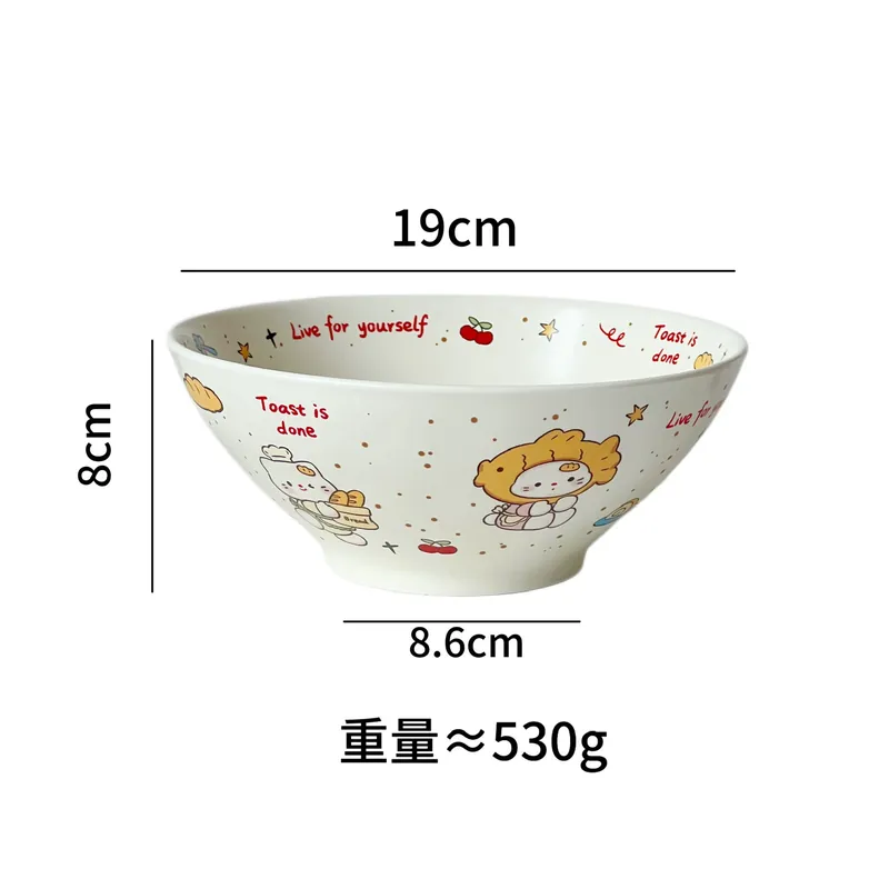 Tigela de macarrão de cerâmica de desenho animado japonês tableware view 7