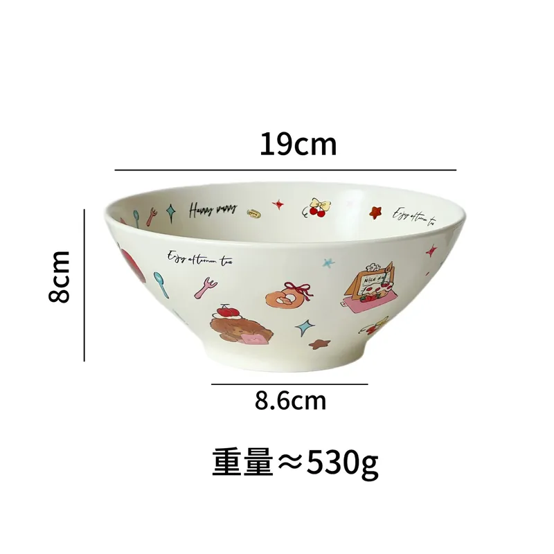 Tigela de macarrão de cerâmica de desenho animado japonês tableware view 8