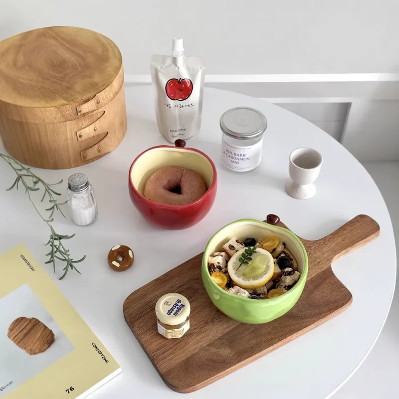 사과 모양 도자기 디저트 볼 tableware view 2
