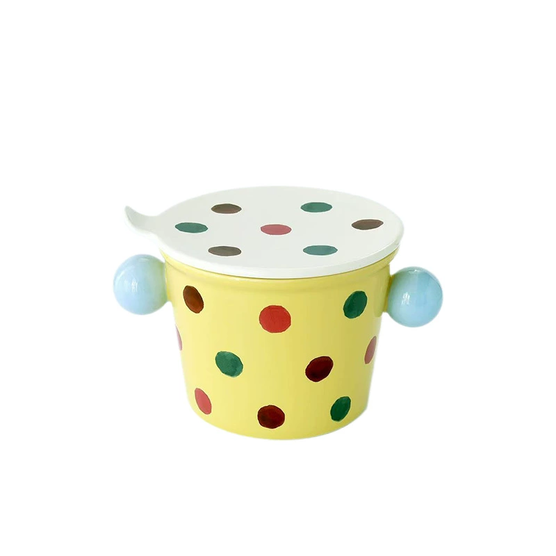 وعاء نودلز سيراميك بنمط شبكي مع مقابض tableware view 5