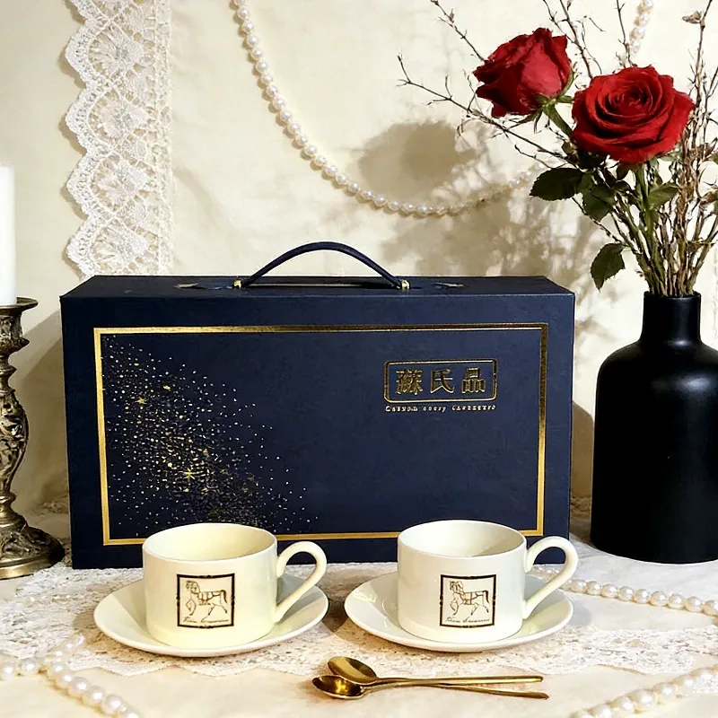 طقم فنجان قهوة وصحن سيراميك أصفر tableware view 3