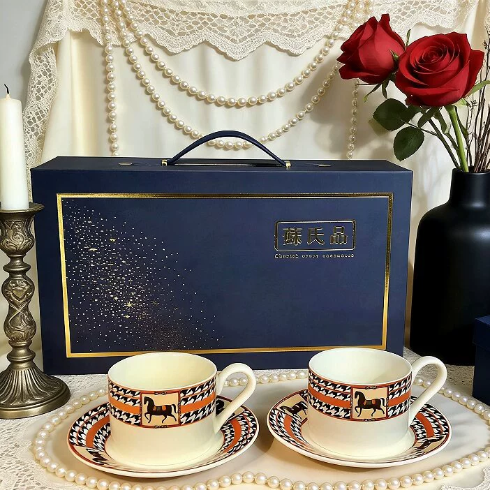 طقم فنجان قهوة وصحن سيراميك أصفر tableware view 7