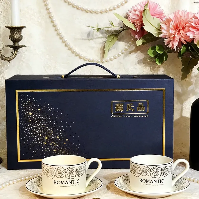 طقم فنجان قهوة وصحن سيراميك أصفر tableware view 9